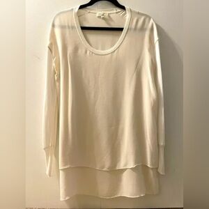 rag & bone Ivory Silk Tunic Blouse XS Layered Long Sleeve Cream Top